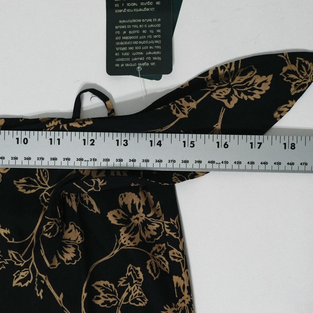 Lauren Ralph Lauren 4P Black & Beige Floral Silk Linen Midi Wrap Skirt NWT - Picture 8 of 9